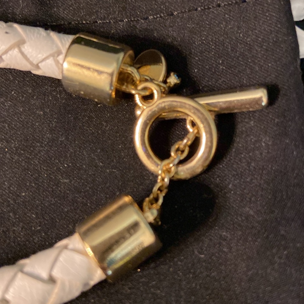 Talbots Cream Leather Goldtone Toggle Bracelet - Picture 4 of 6